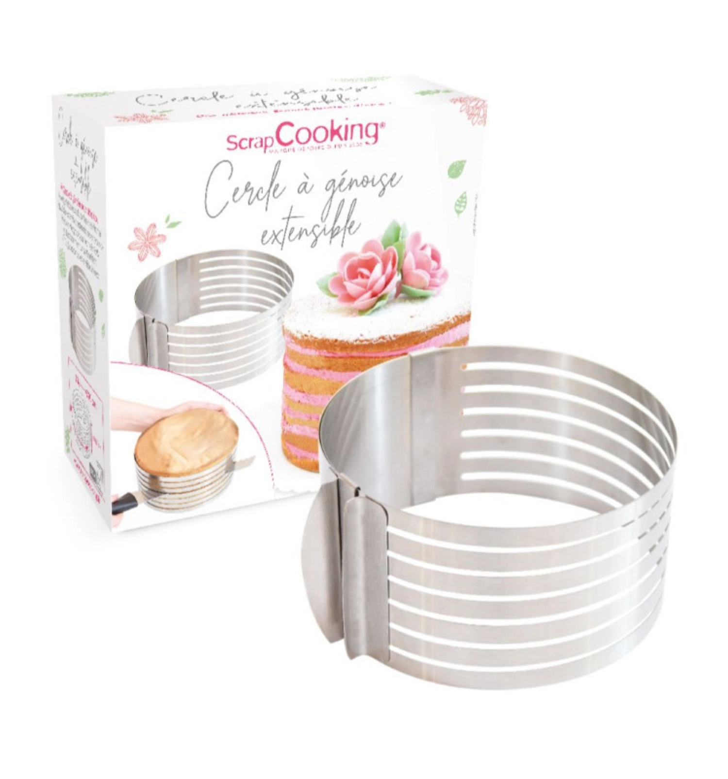 Moule à pâtisserie rond en inox extensible 16-20cm h8.5cm