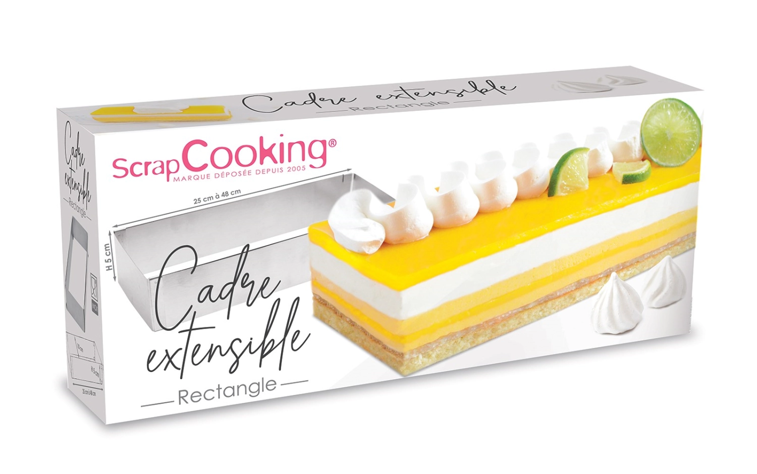 Moule à pâtisserie en inox rectangulaire réglable 25-48cm