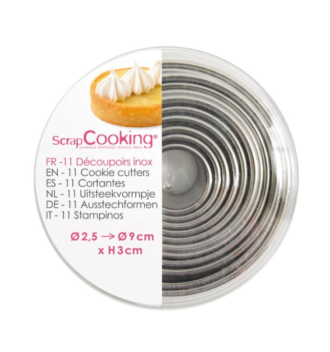 Boite de 11 emporte-pièces ronds en inox