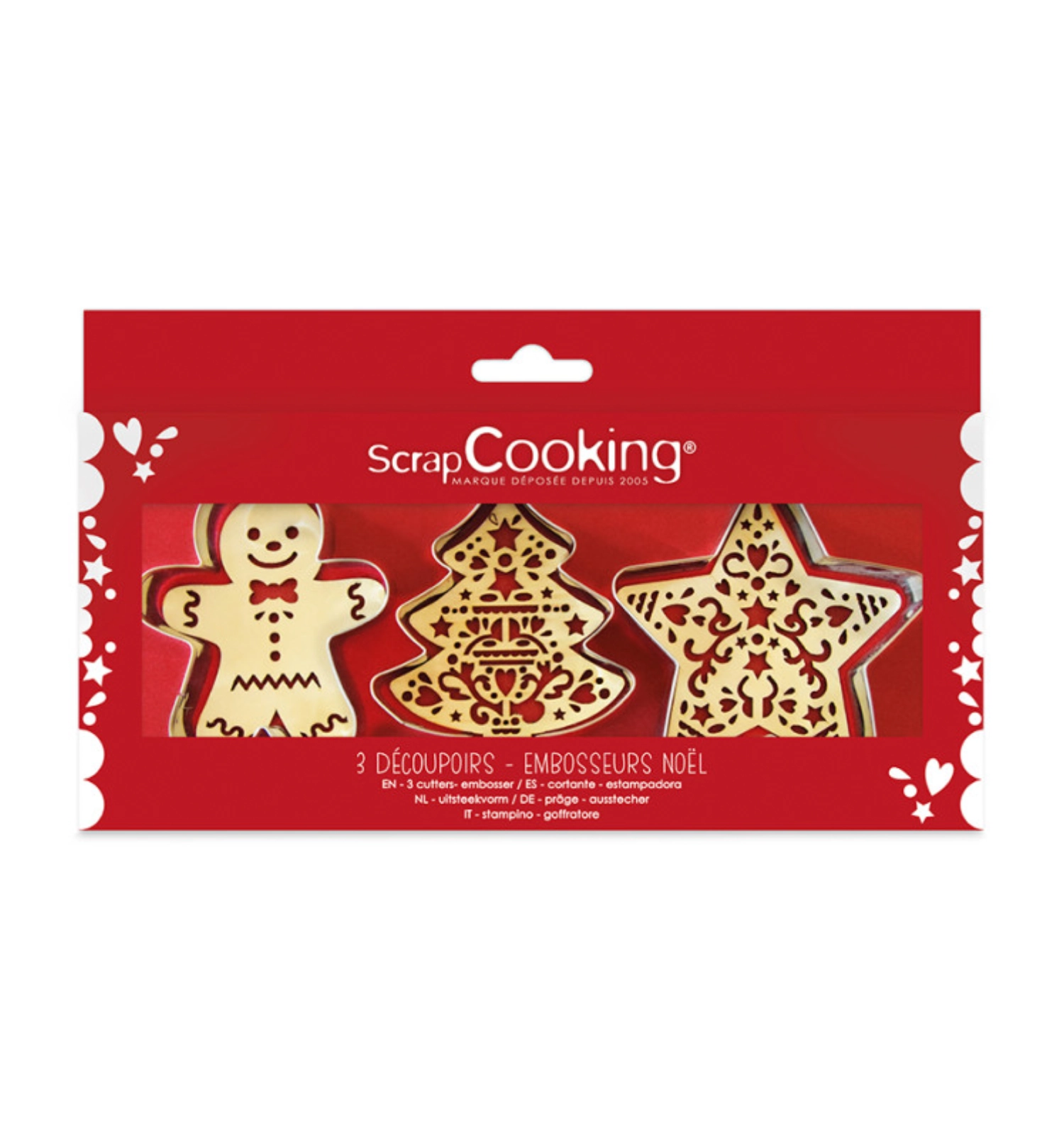 Set de 3 emporte-pièces et gaufriers noël