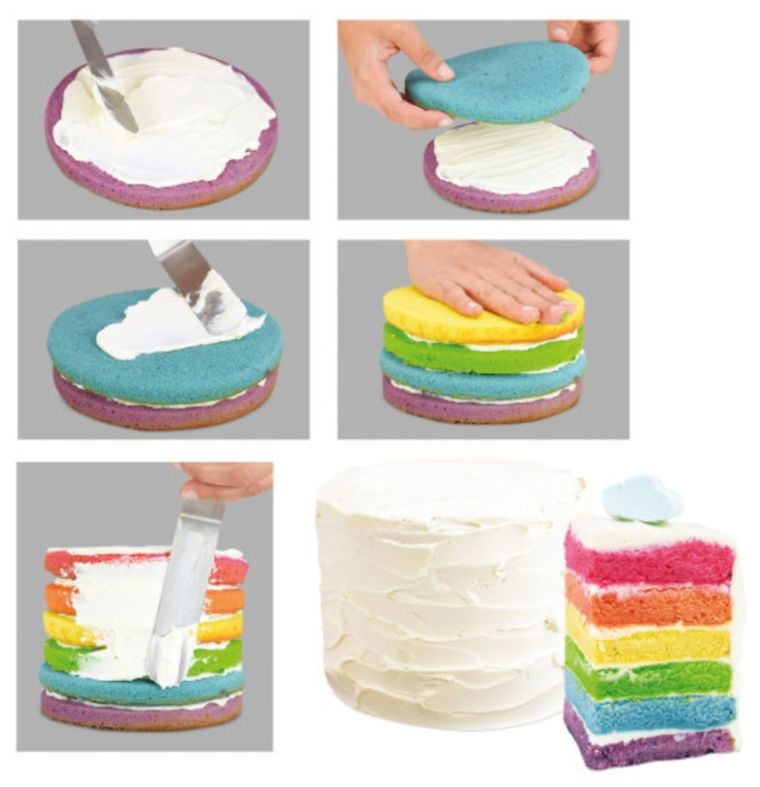4tlg. Regenbogen-Kuchenset