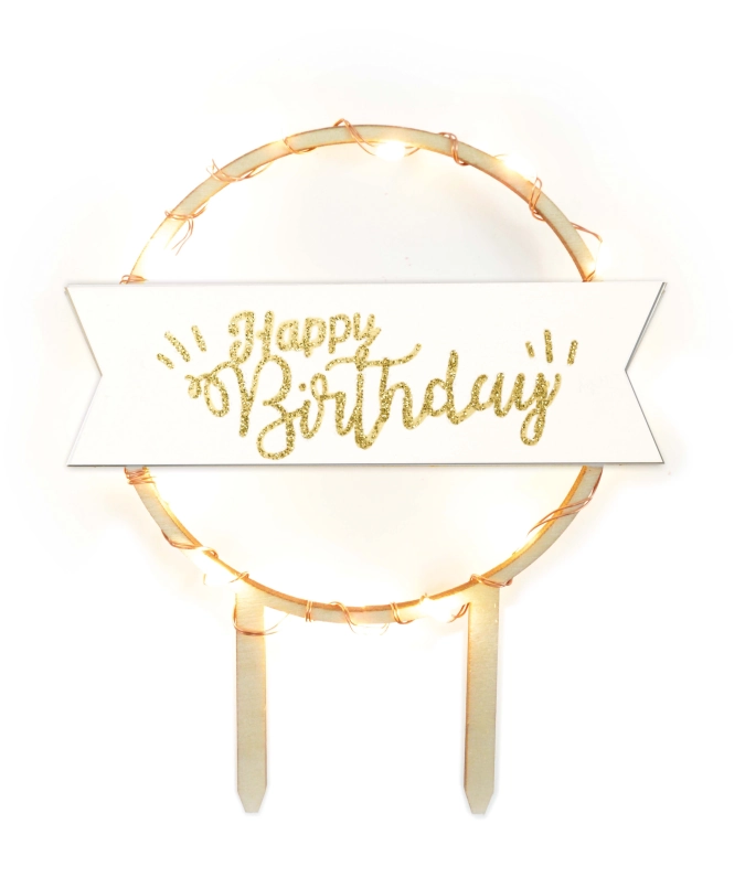Cake Topper mit LED-Beleuchtung Happy Birthday