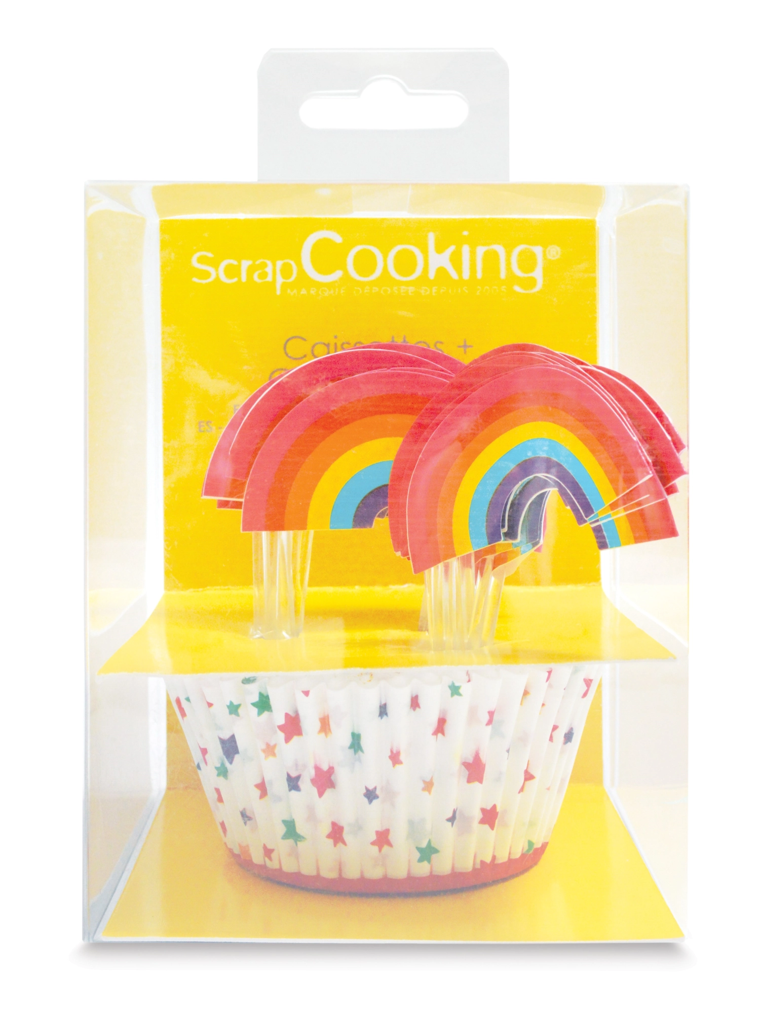 24 moules à muffins et 24 cake toppers rainbow