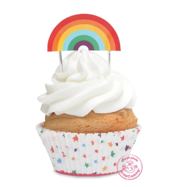 24 Muffinförmchen u. 24 cake toppers Rainbow