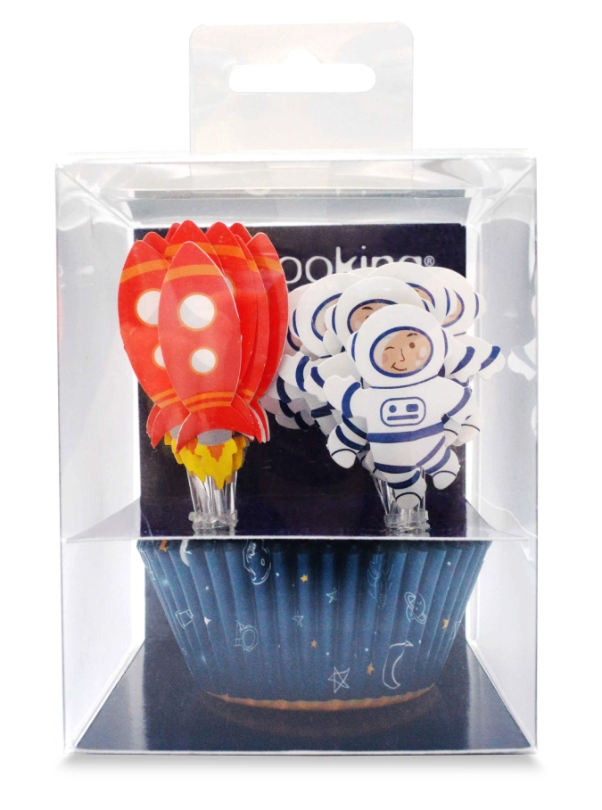 24 Muffinförmchen u. 24 cake toppers Space