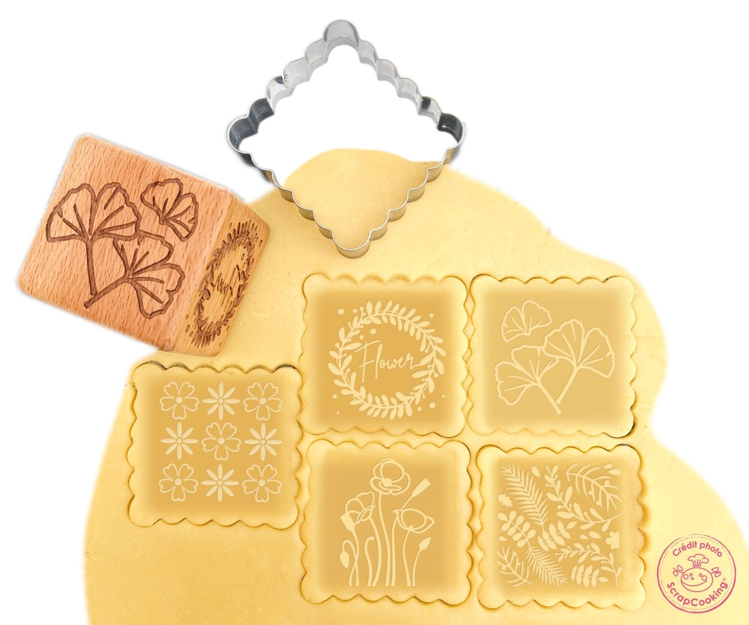 Cookie stamp, poinçon cubique et emporte-pièce, fleurs