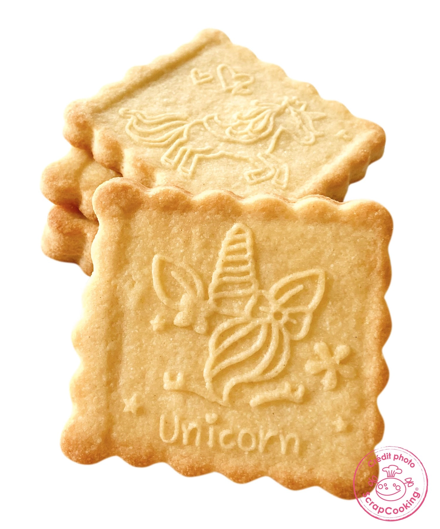 Cookie stamp, emporte-pièce et tampon cubique, licorne