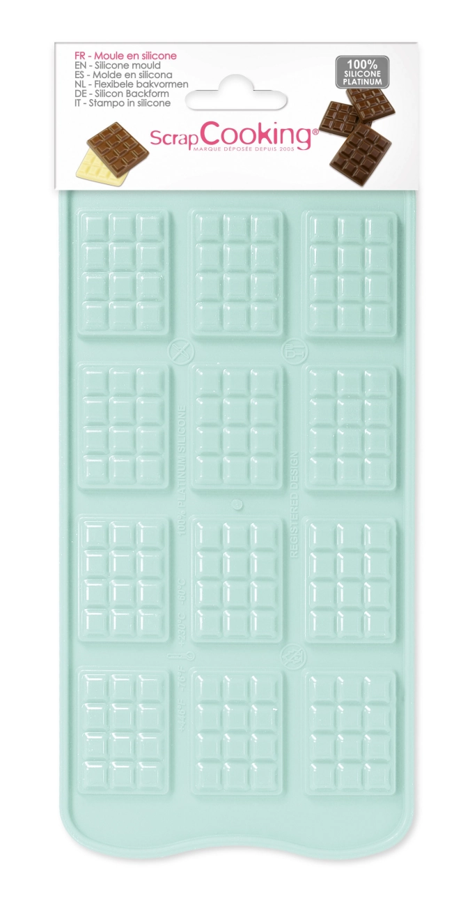Silikonbackform Schokolade Mini-Tafel 12er 21.5x10.7cm