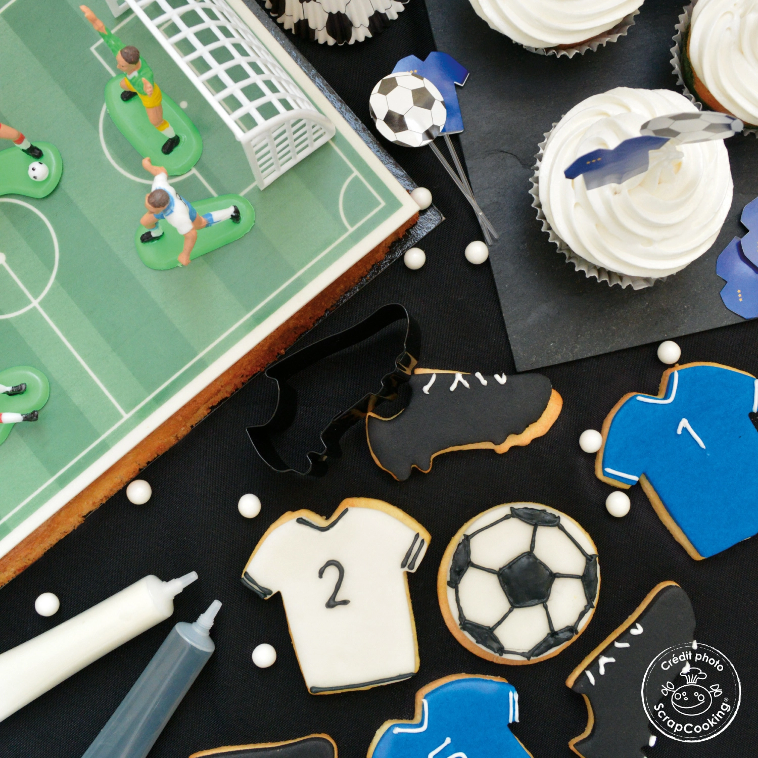 6 pcs. sucre déco football