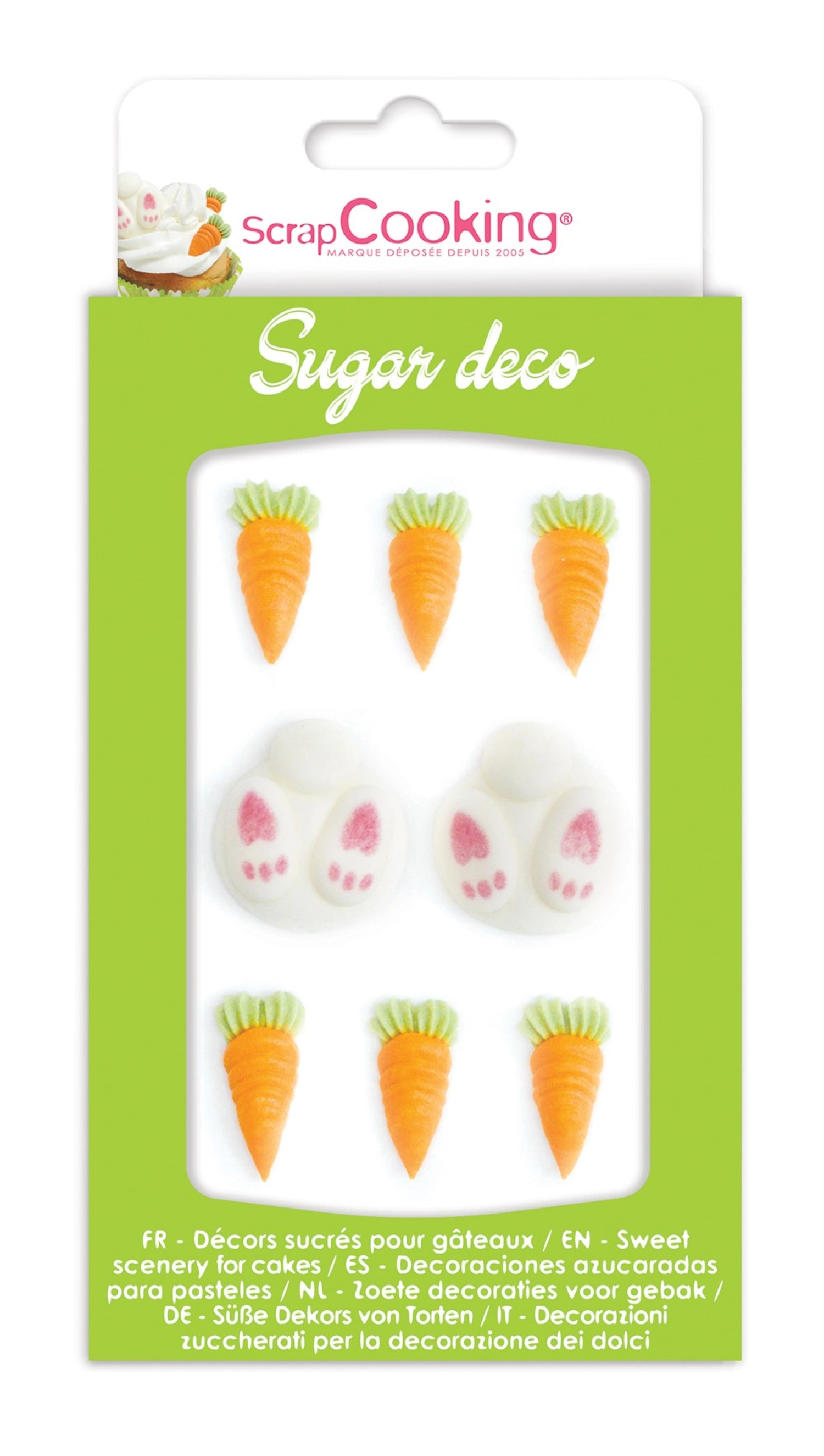 8 pcs. décoration en sucre, lapins et carottes