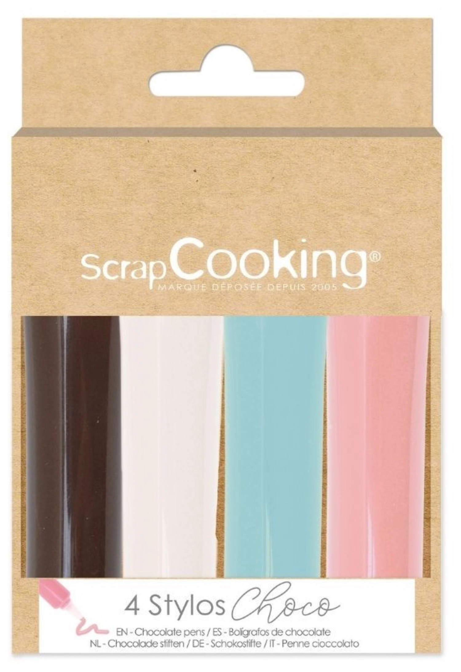 4 icing stylos blanc, rose, bleu, choco 4x20g