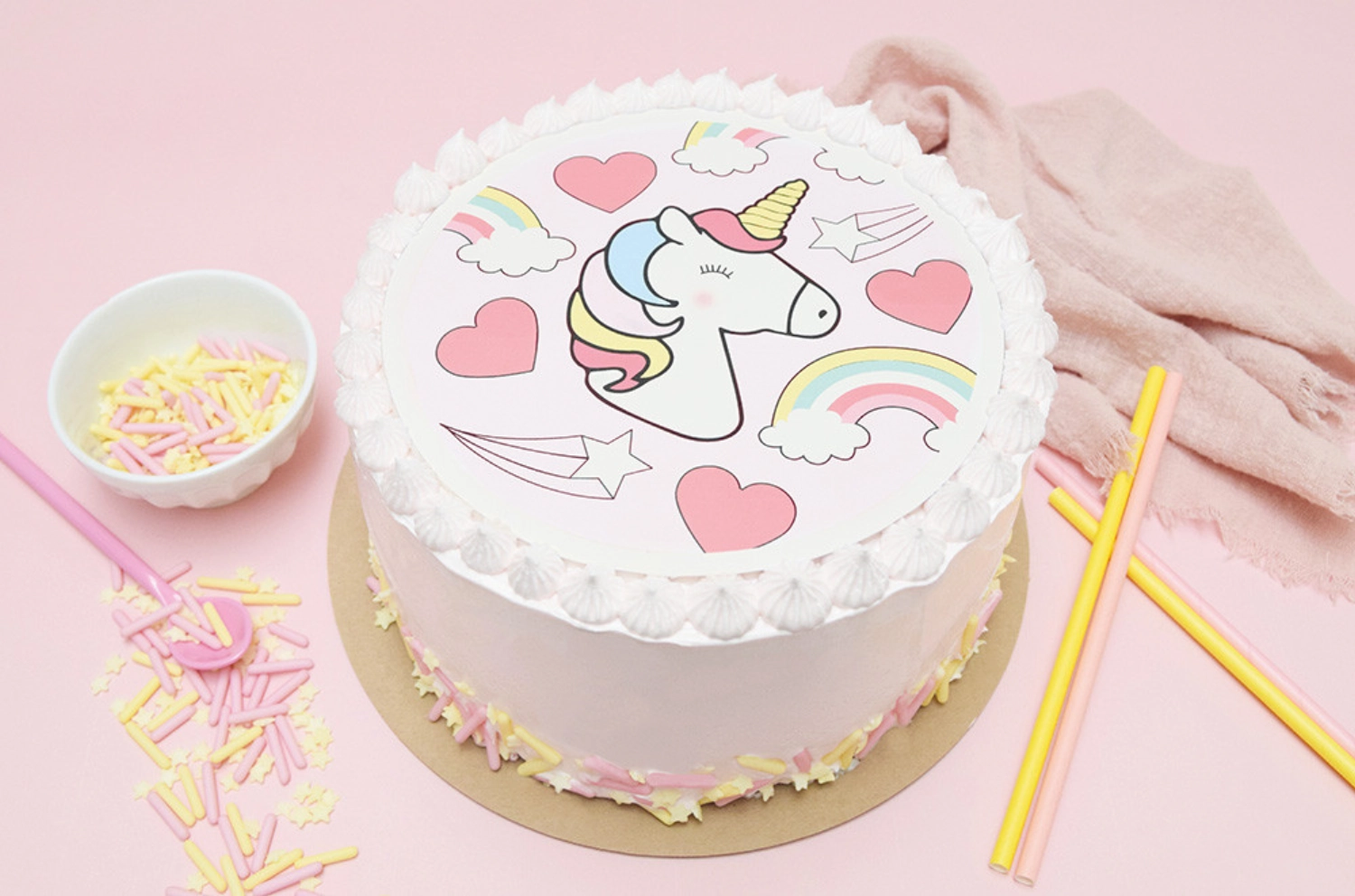 Dessus de tarte en pâte à sucre licorne d18cm