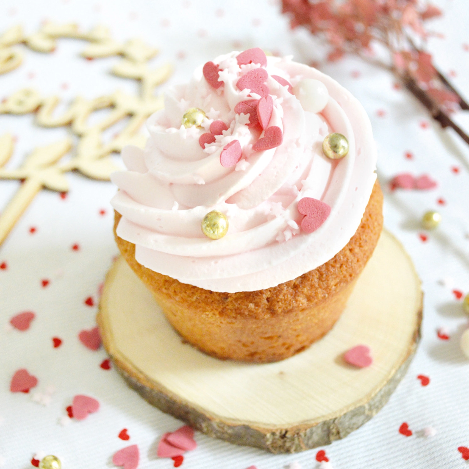 Sucre décoratif coeurs blancs roses 50g