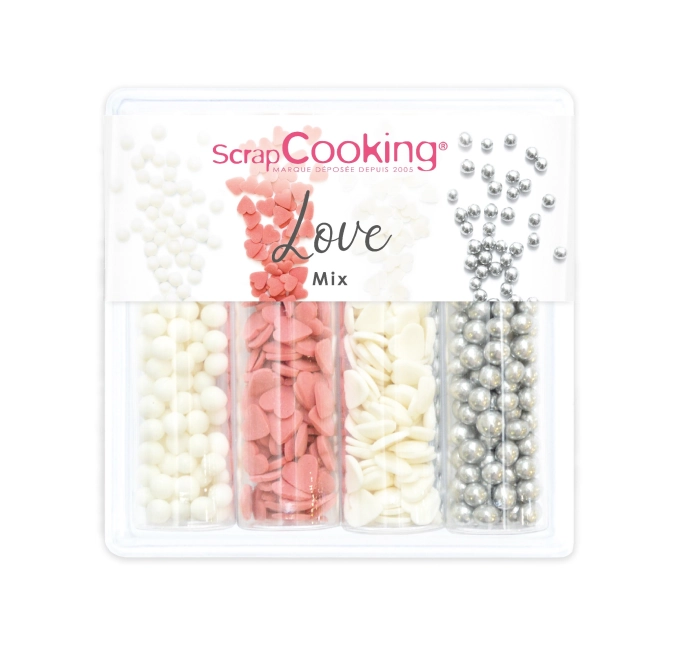 Set de 4 décors en sucre, love mix, 56g