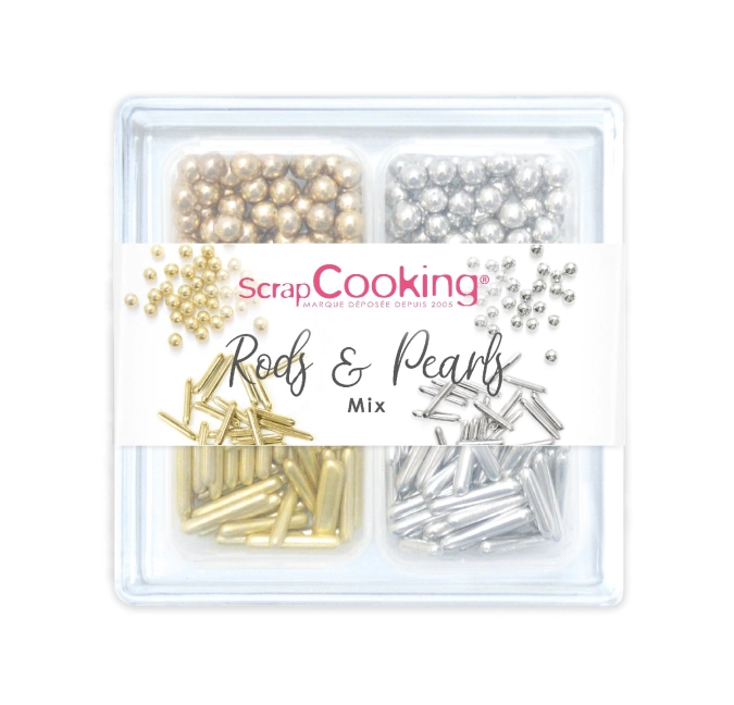 Set de 4 décors en sucre, bâtonnets et perles, 60g