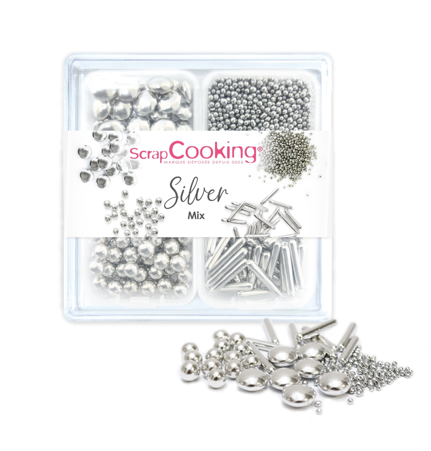 Set de 4 décorations en sucre argent 63g