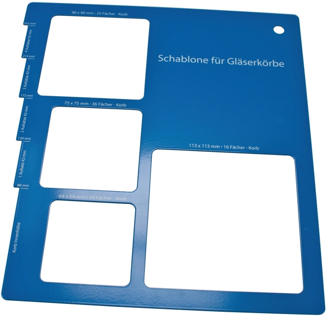 Schablone für Gläserkörbe