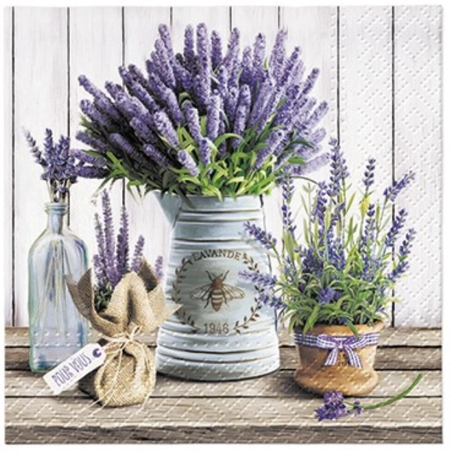Servietten Cocktail 20x Lavender in Bucket 25x25cm