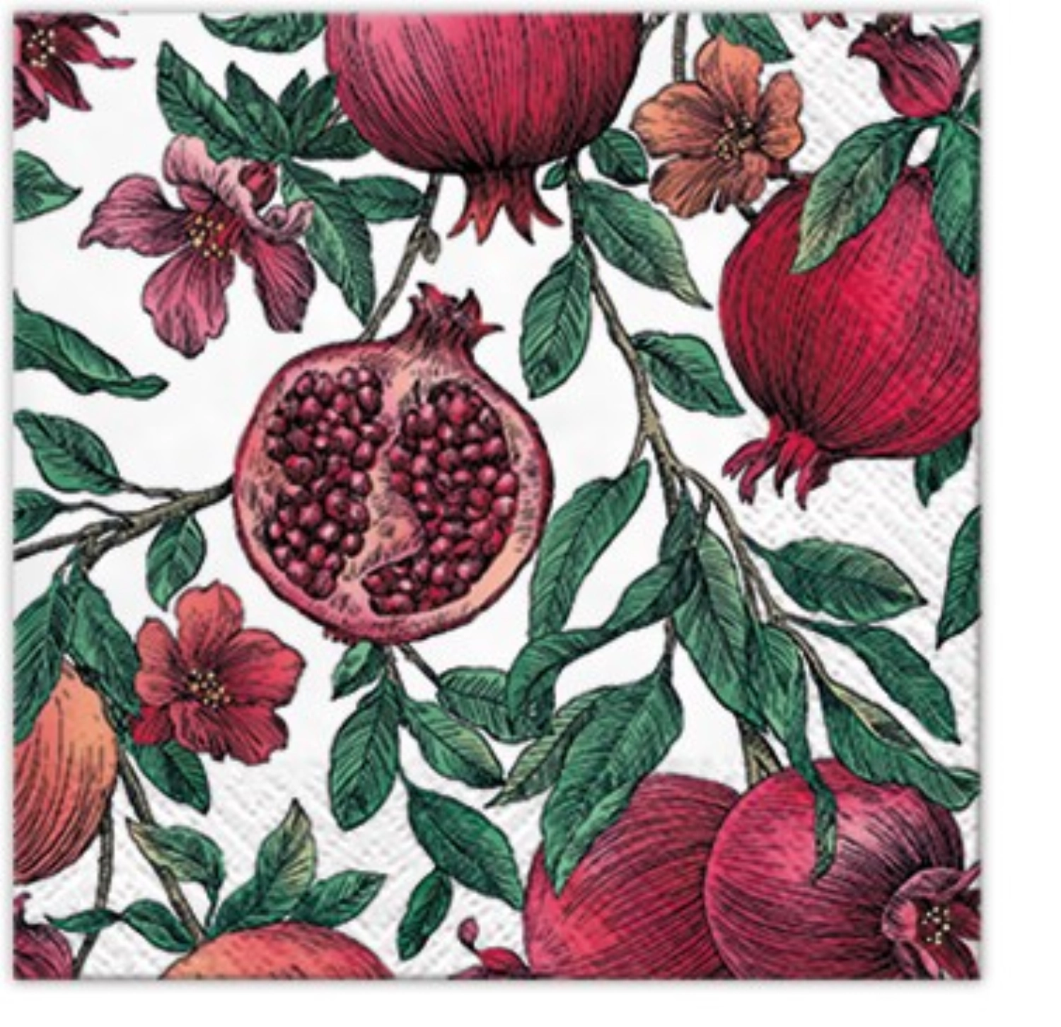 Servietten Cocktail 20x Granatapfel, 25x25cm