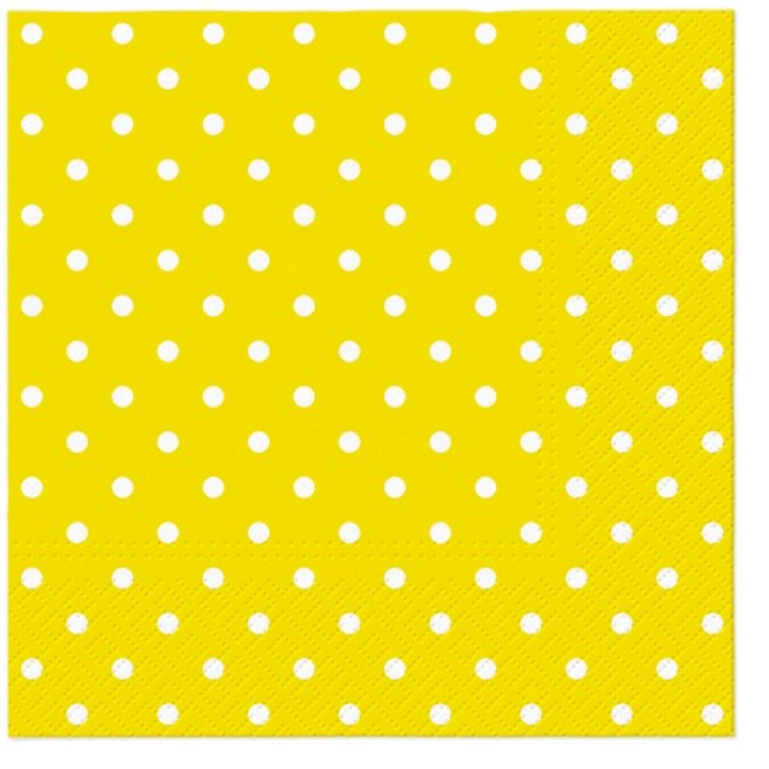 Serviettes Lunch 20x Dots jaune, 33x33cm