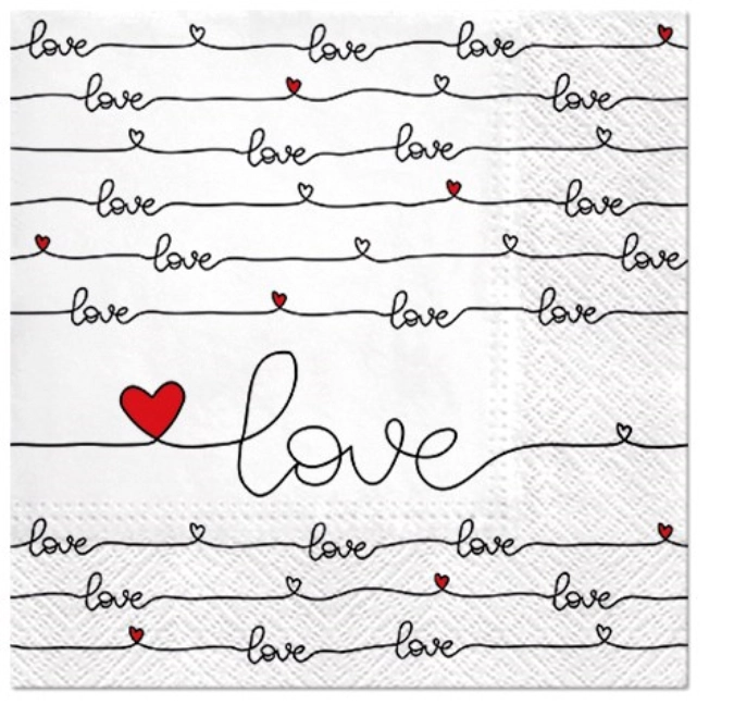 Servietten Lunch 20x Love, 33x33cm