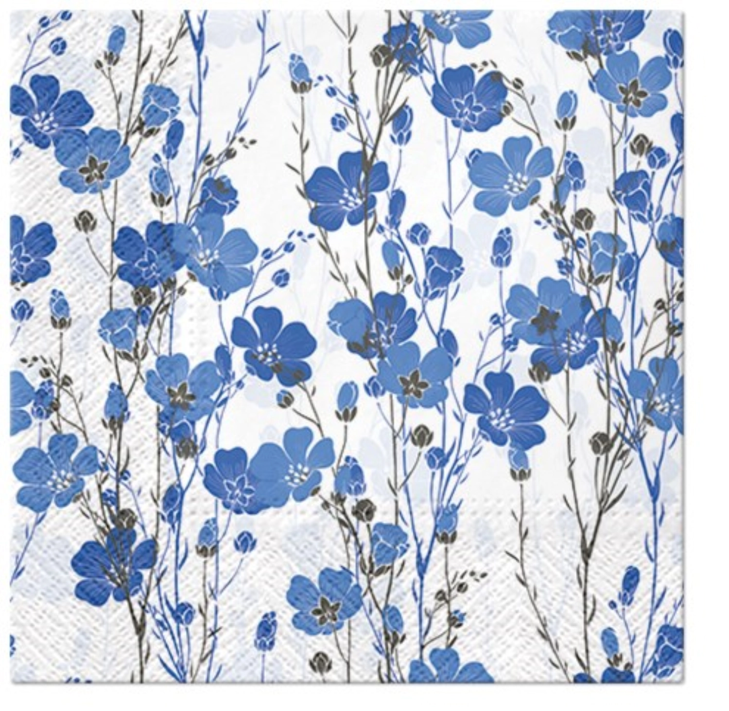 Serviettes lunch 20x flax plants bleu, 33x33 cm