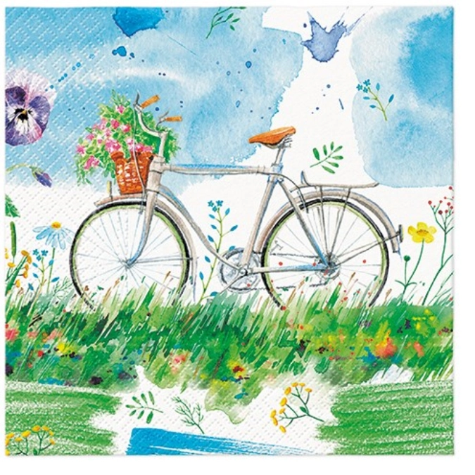 Servietten Lunch 20x Aquarell Fahrrad 33x33cm