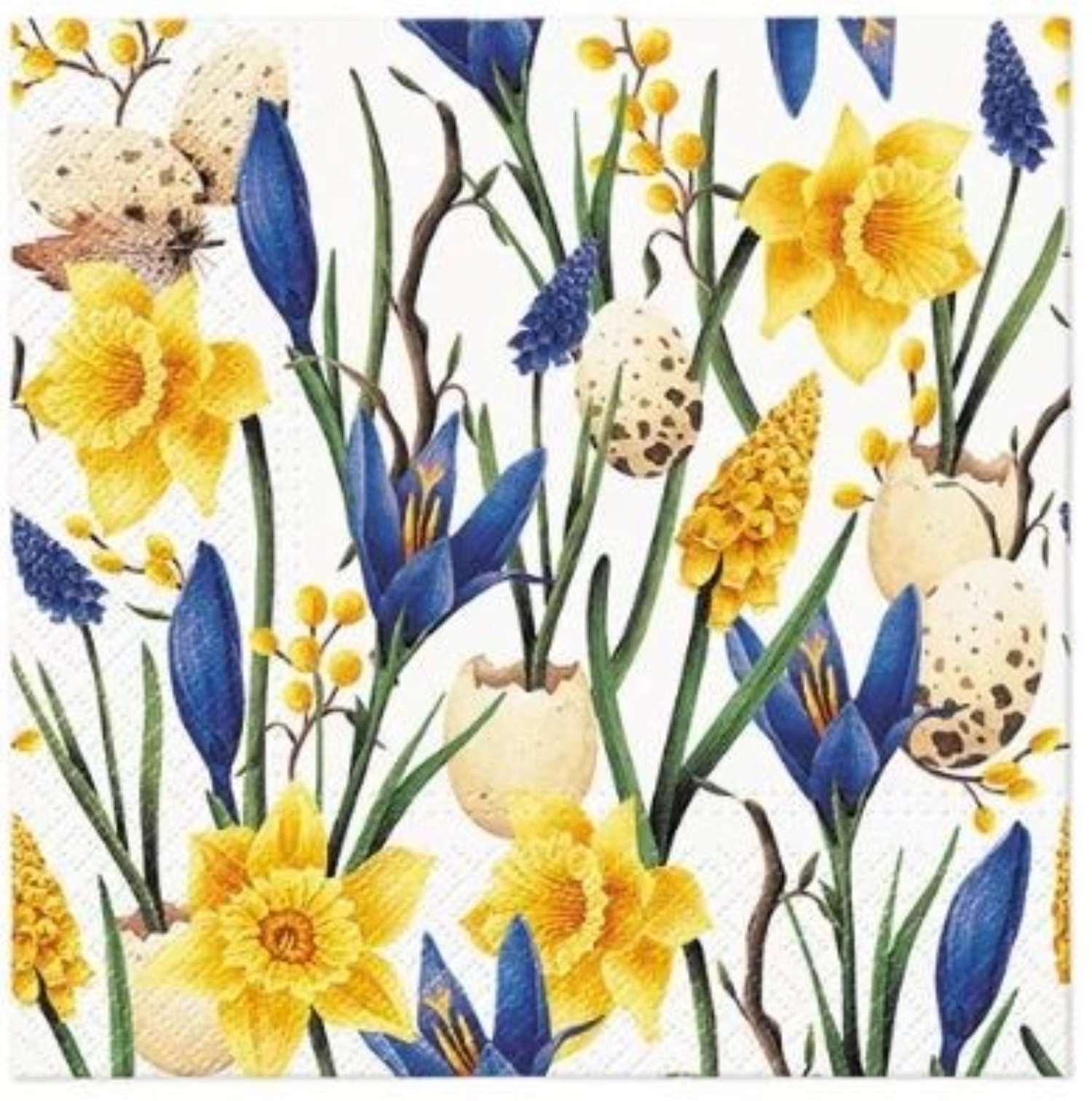 Serviettes de table 20x Muscari with Daffodils, 33x33cm