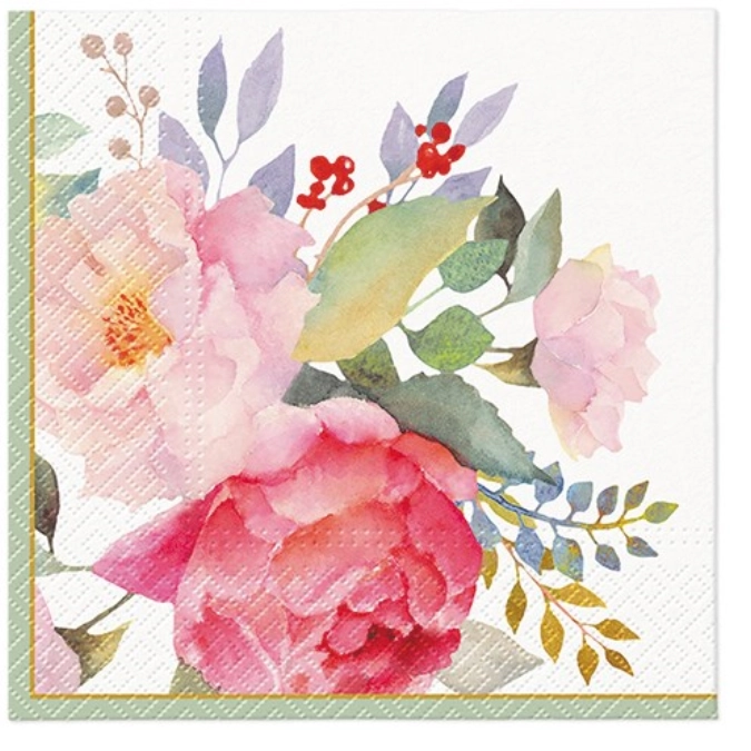 Servietten Lunch 20x Tender Bouquet, 33x33cm