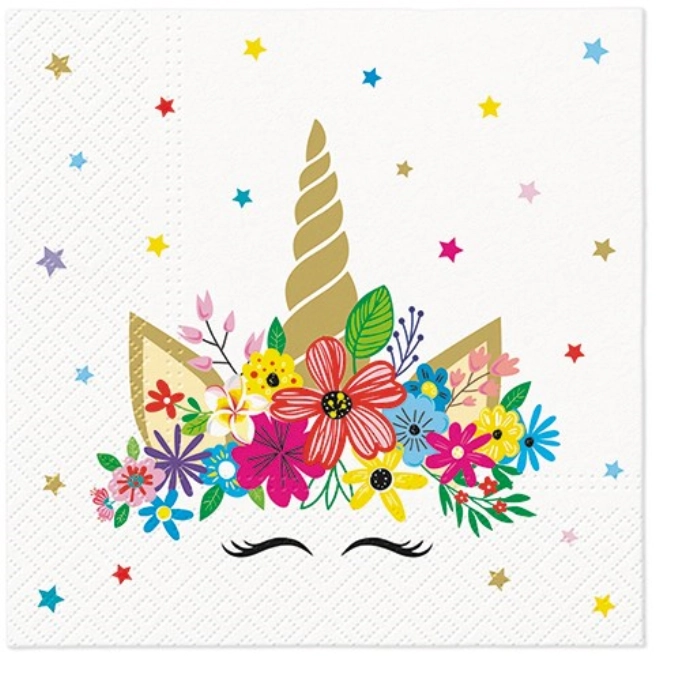 Servietten Lunch 20x Unicorn Party, 33x33cm
