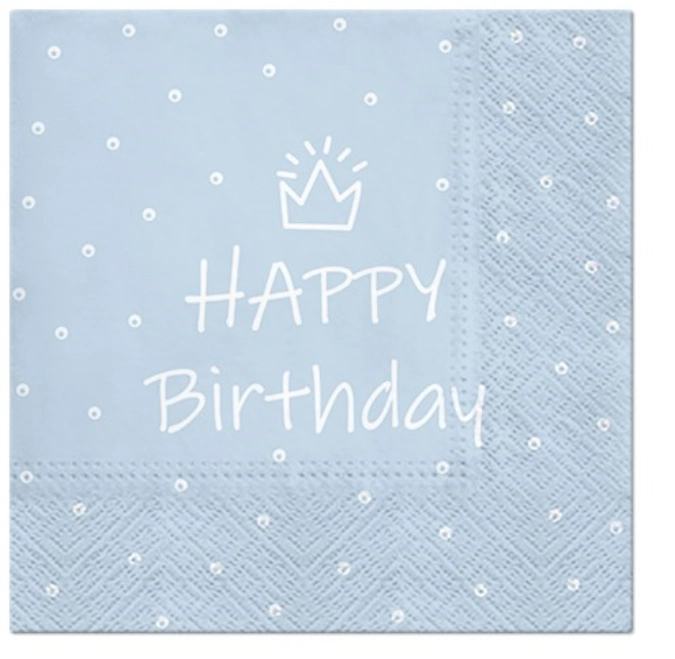 Servietten Lunch 20x Happy Birthday hellblau, 33x33cm