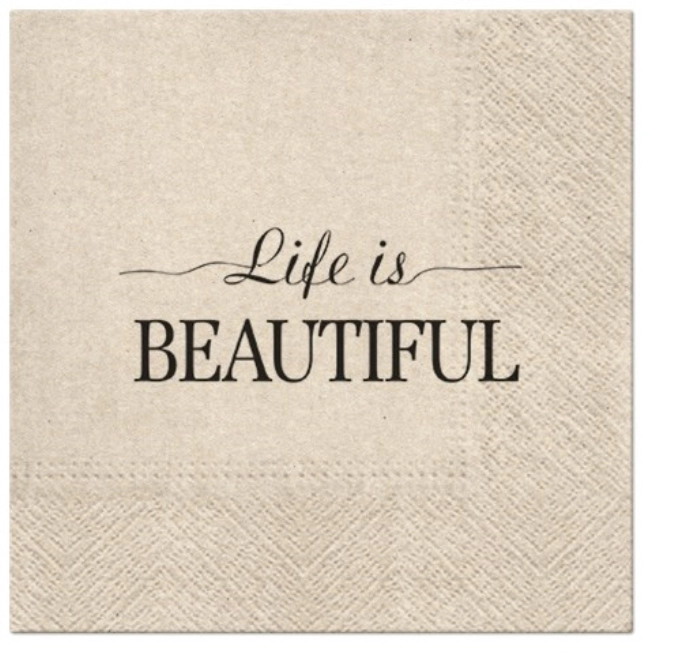Servietten Lunch 20x We care Life is beautiful, 33x33cm