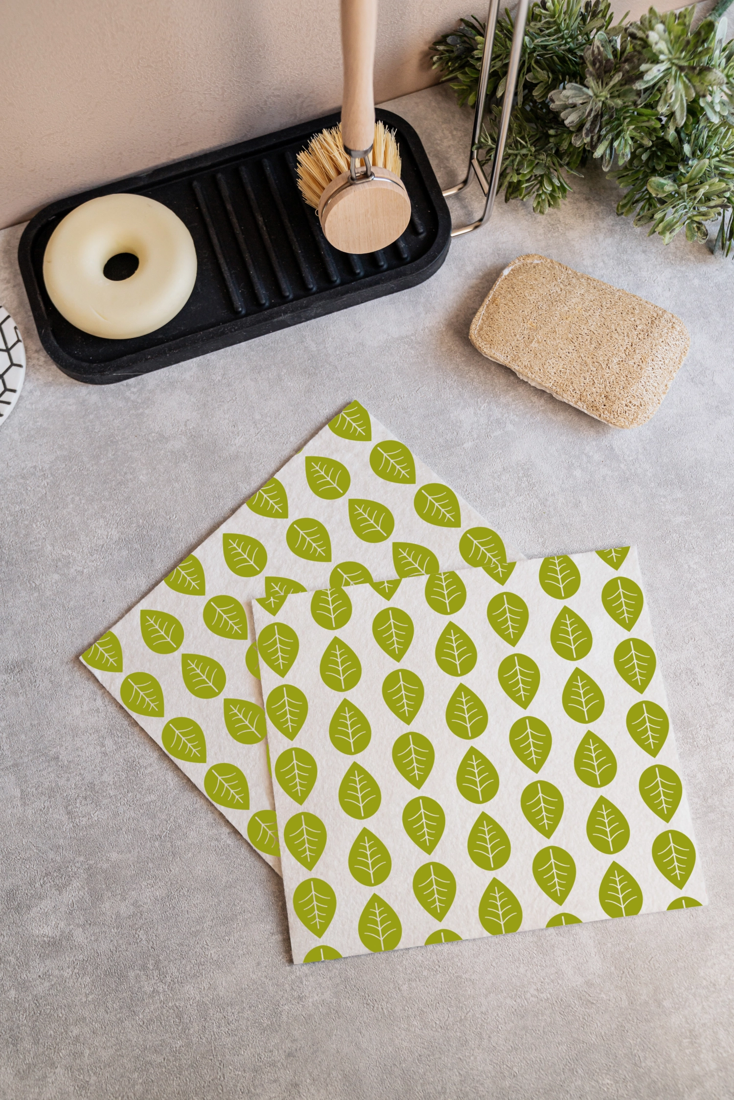 2er Set Schwammlappen Blätter, wiederverwendbar