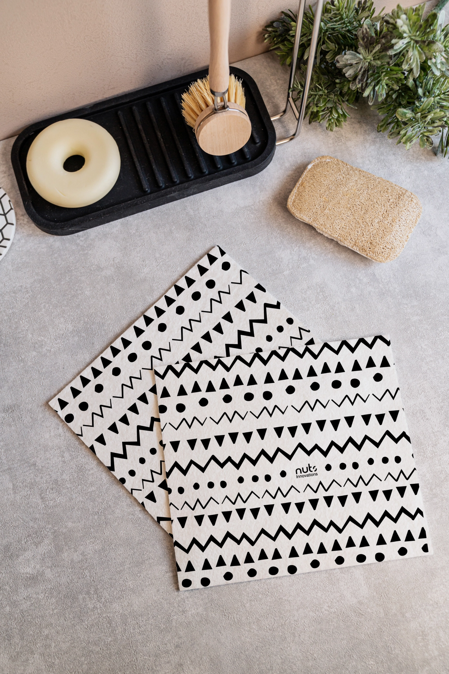2er Set Schwammlappen Ethno, wiederverwendbar