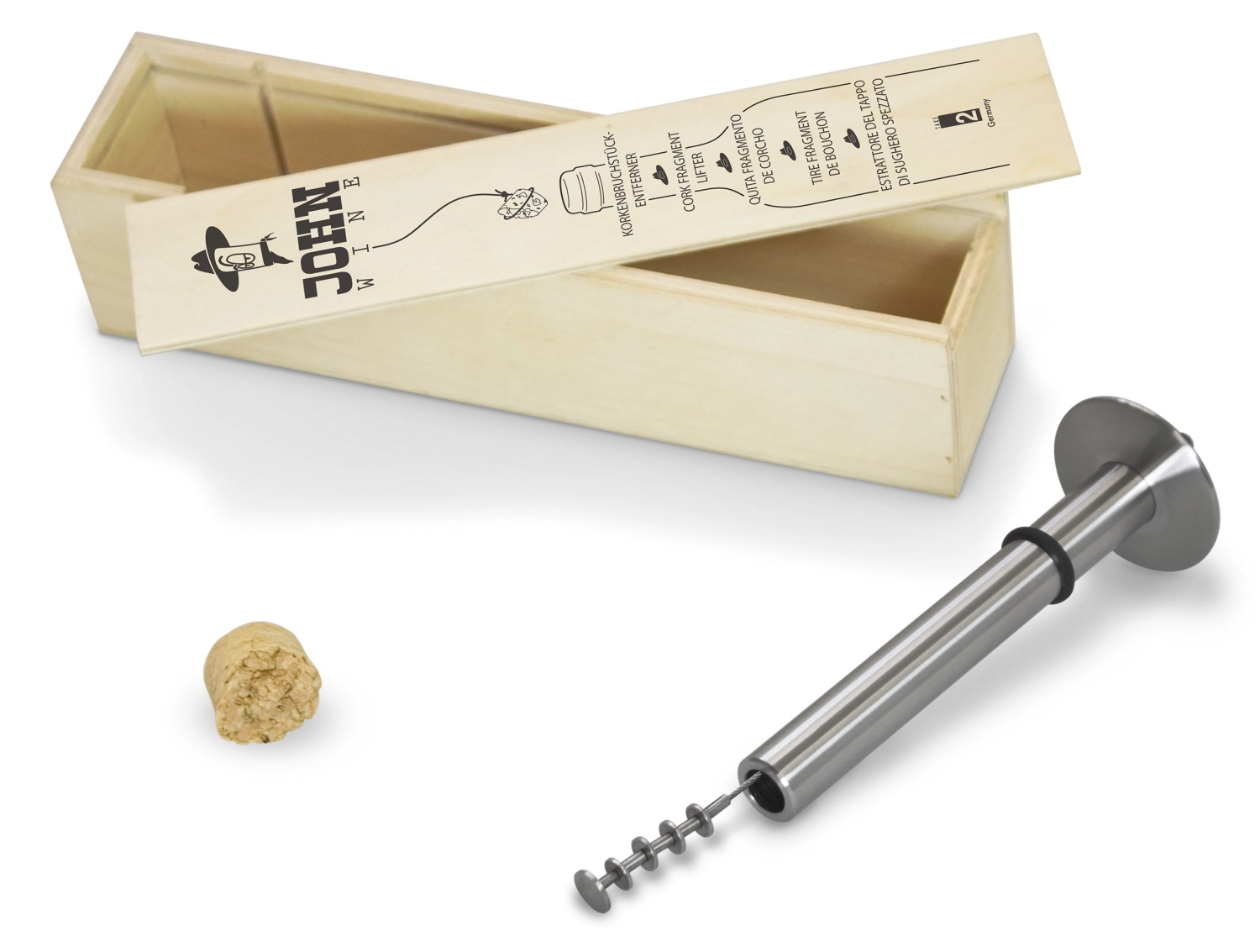 Korkenbruchstückentferner, Edelstahl in Geschenkbox