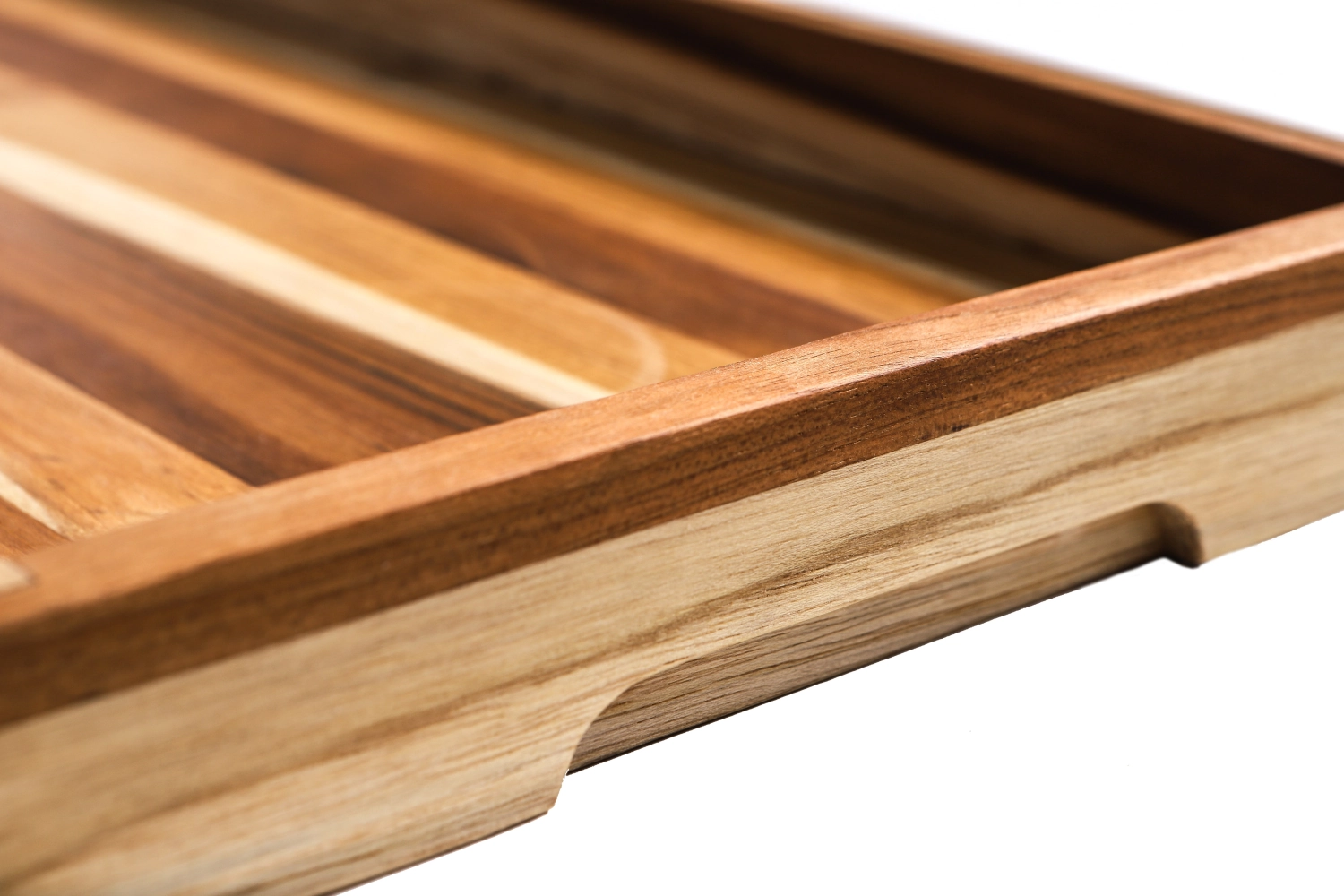 Plateau de service en teck avec poignée, 3 plateaux