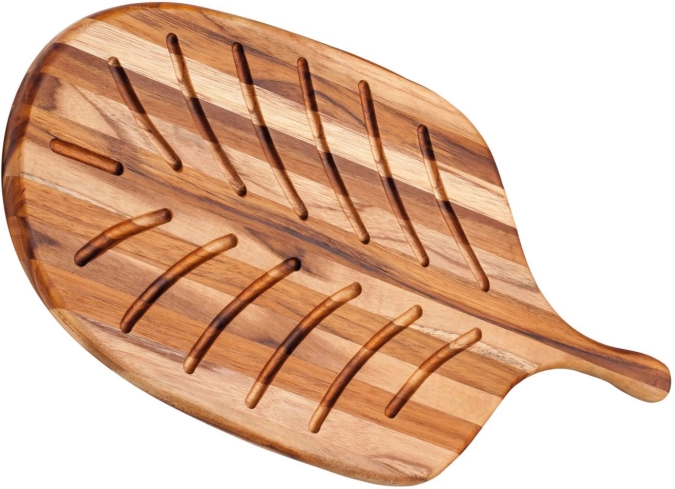 Planche à pain en teck "canoe", 48x22.9x1.2 cm