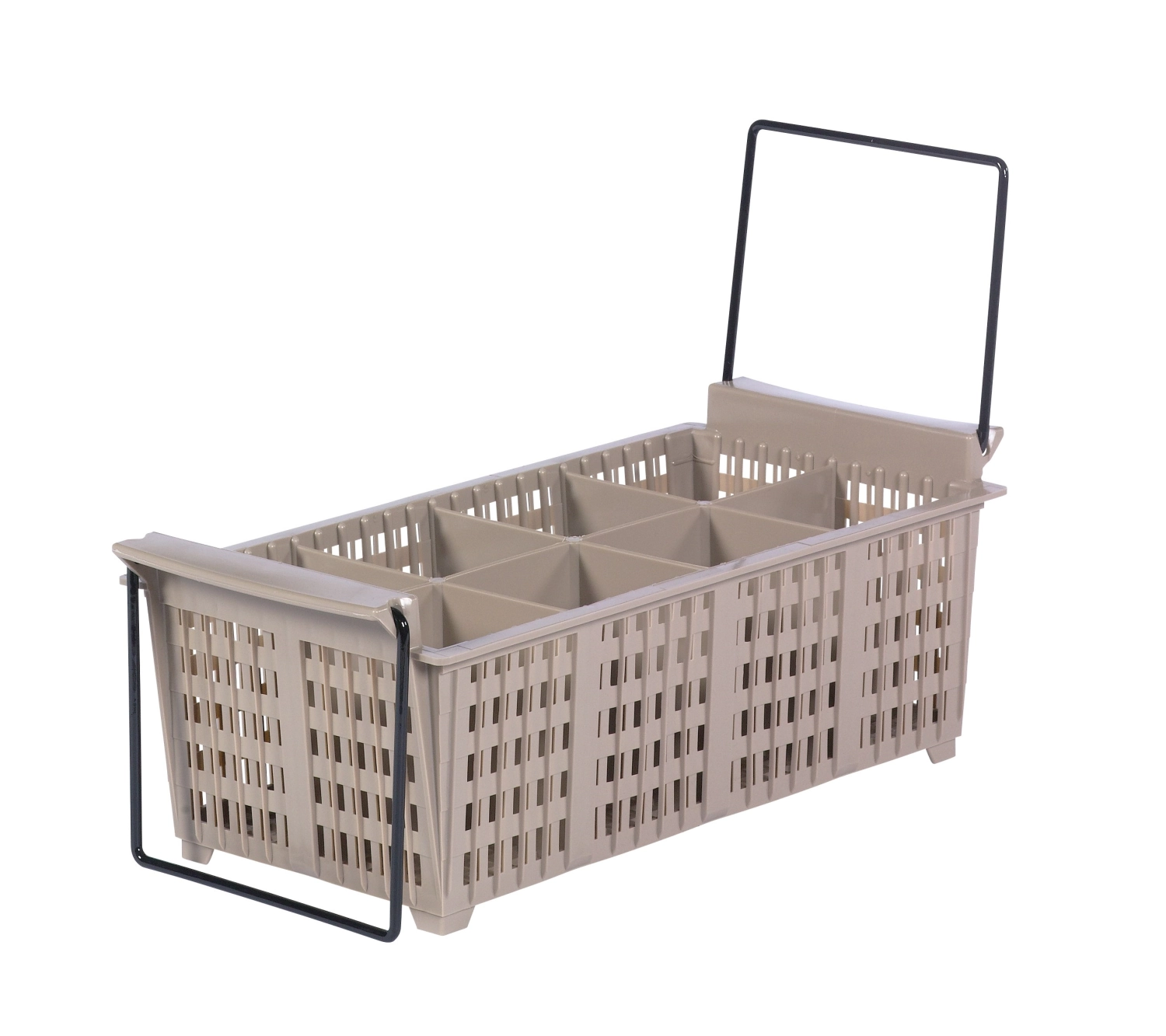 Range-couverts 8 compartiments a. poignées 43x21x15cm beige