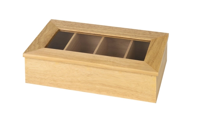Teebox mit 4 Kammern, 33.5cmx20cm, H9cm ohne Aufschrift