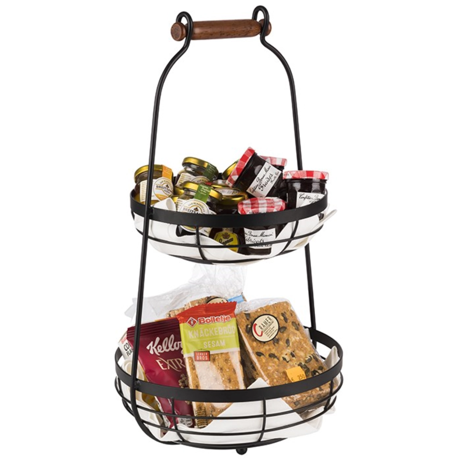 2-stufige Etagère D26cm H48cm Metall schwarz