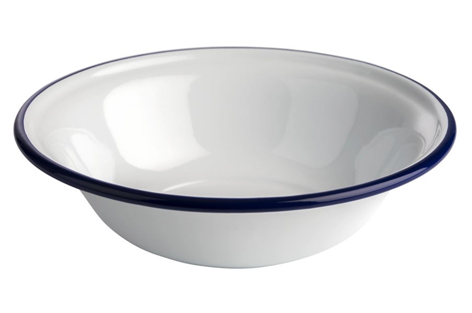 Schale Enamelware D16.5cm H4.5cm 0.45l weiss/blau