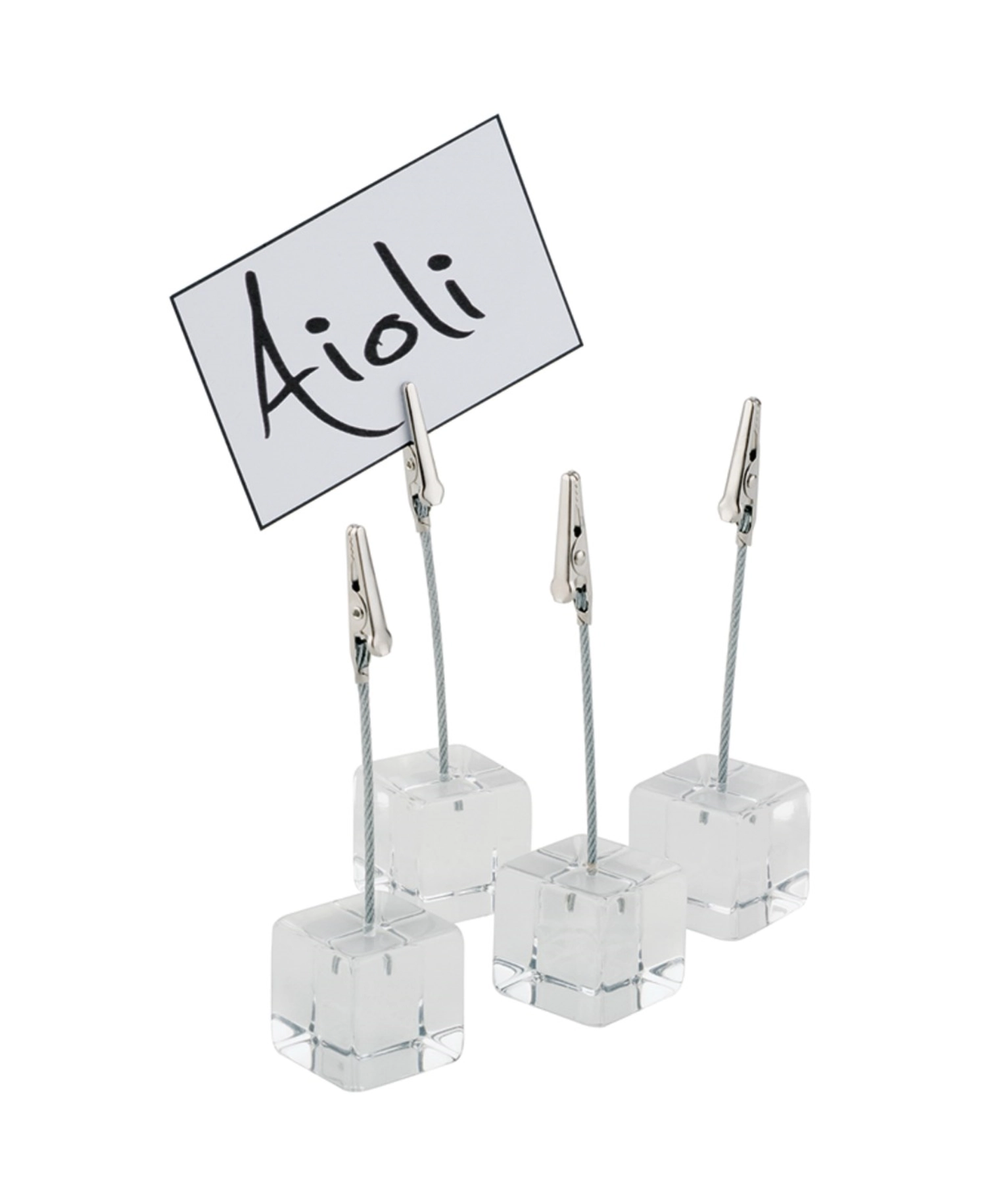 4er Set Kartenhalter 3x3cm H12cm, inkl. 20 Kärtchen