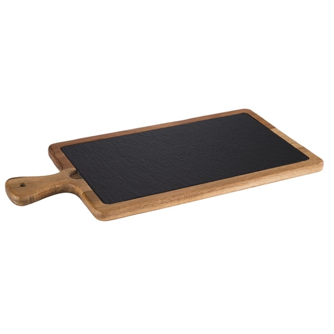 Servierbrett 2-teilig 33x20cm H2cm, Akazie/Schiefer