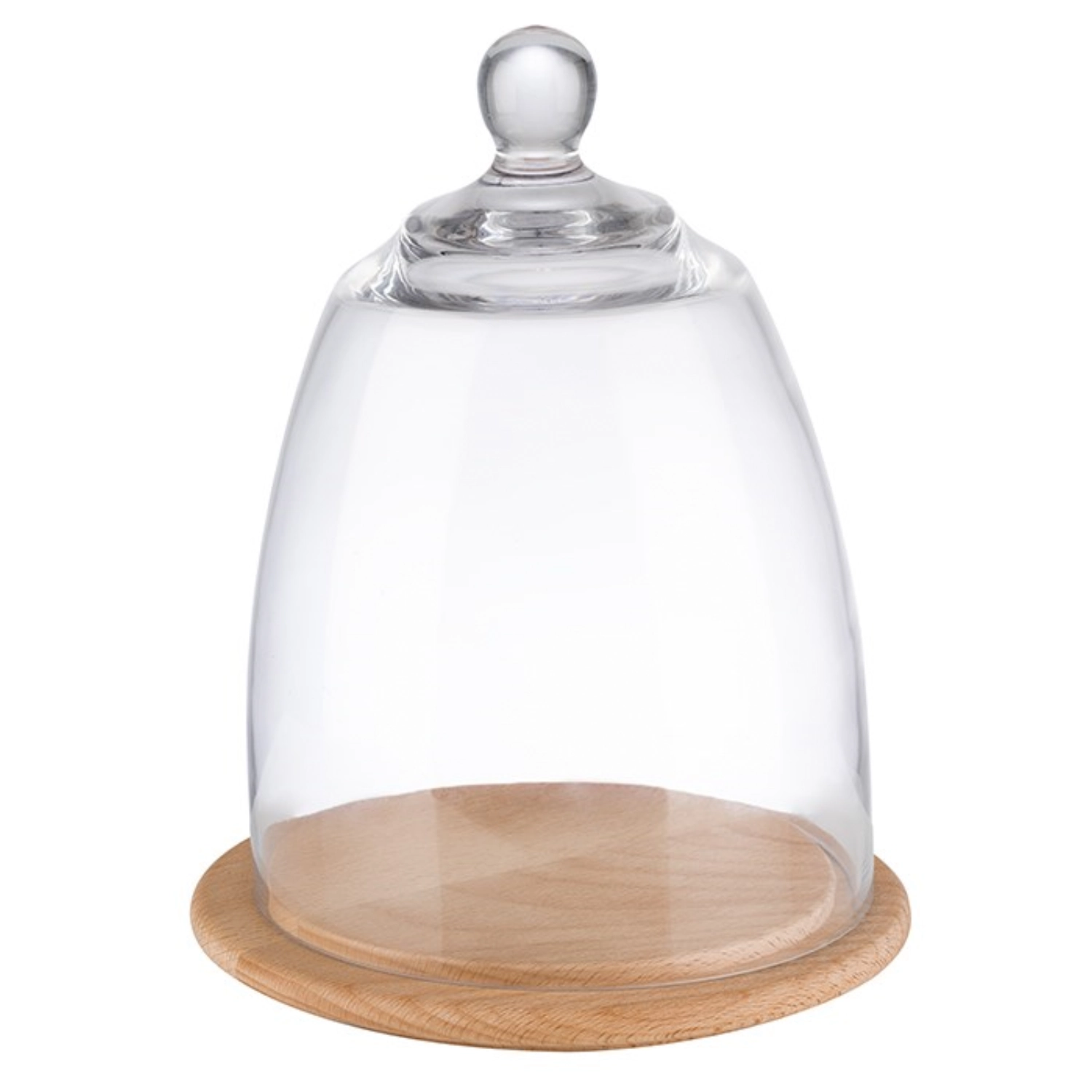 Tablettrund mit Haube 18.5cm H24cm Glas Buchenholz