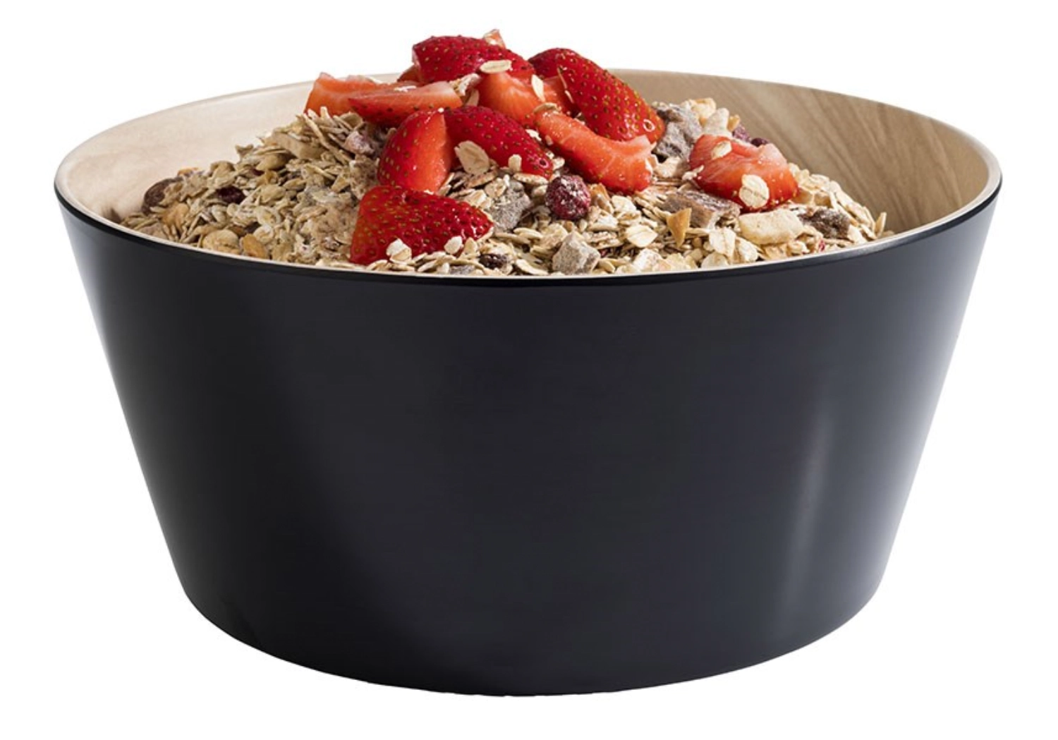 Schüssel FRIDA D22cm H10,5cm schwarz(aussen)/Holzoptik