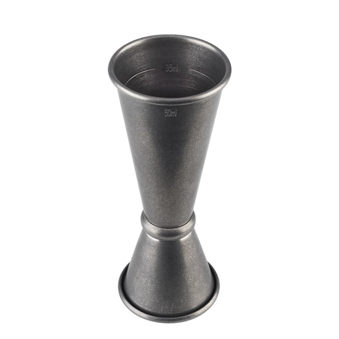 Kippmass 1,5/2,5/3,5/5cl Antik-Edelstahl Look D4cm H11cm