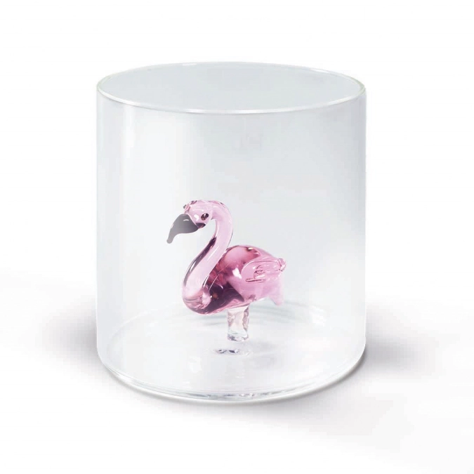 Glas aus Borosilikat 250ml Flamingo