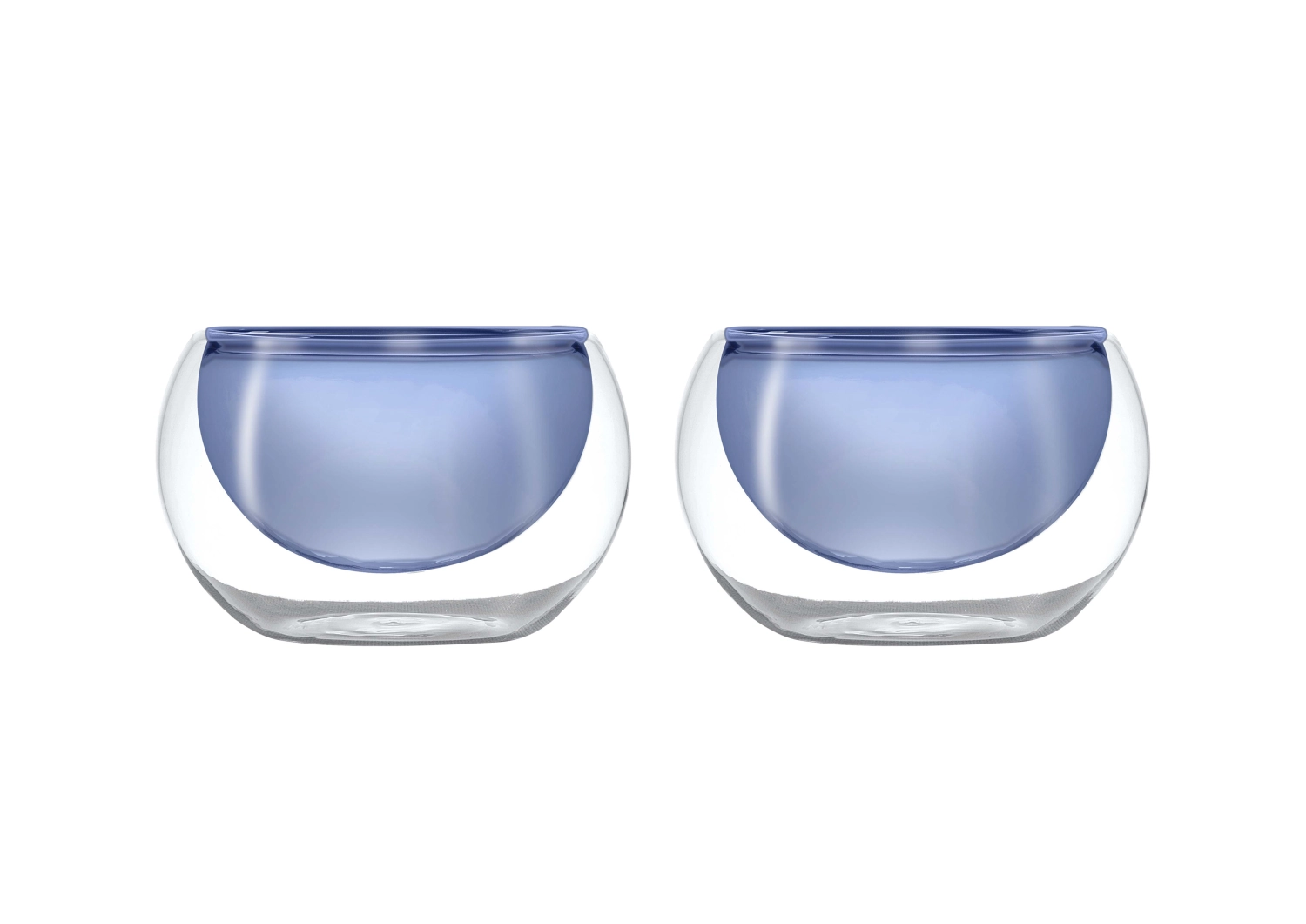 Set de 2 coupes en verre double paroi bleu, 180ml