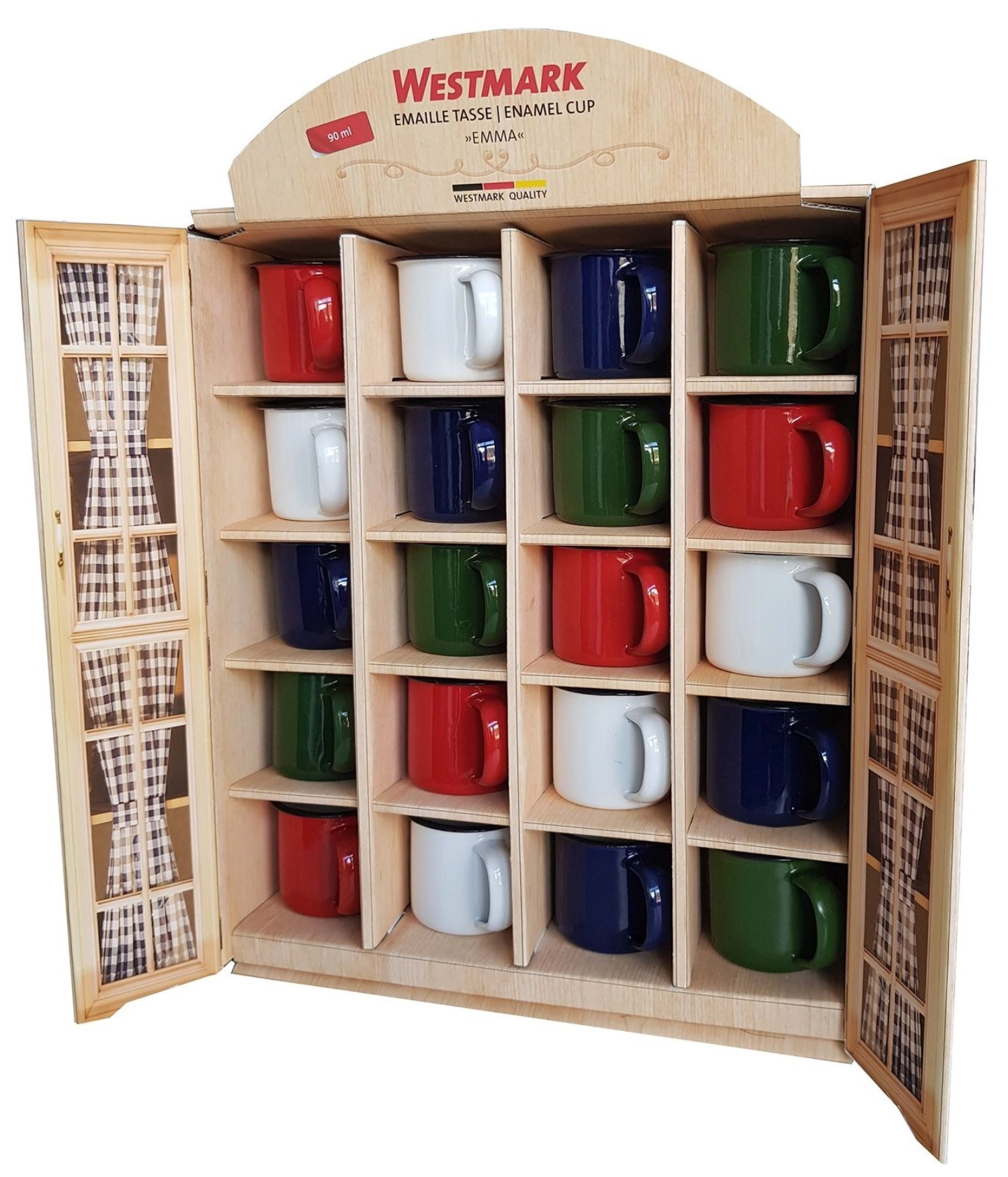 Présentoir 20 pcs. assortis mini tasses émaillées emma, 90ml
