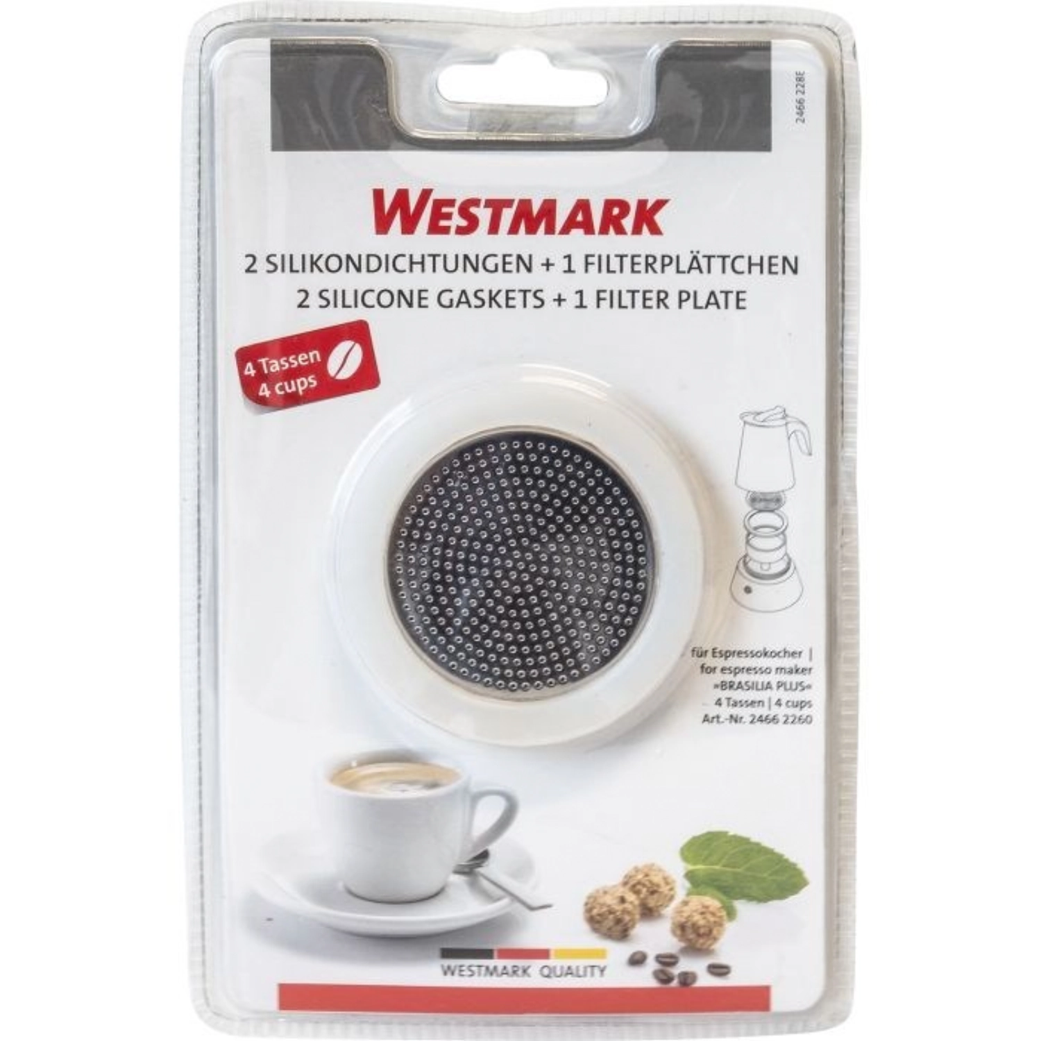 2 Silikondichtring und 1 Filterplatte für Espressokocher